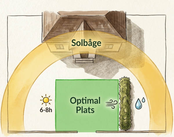 En Ai illustration som tipsa om placeringen av en pallkrage i en trädgård