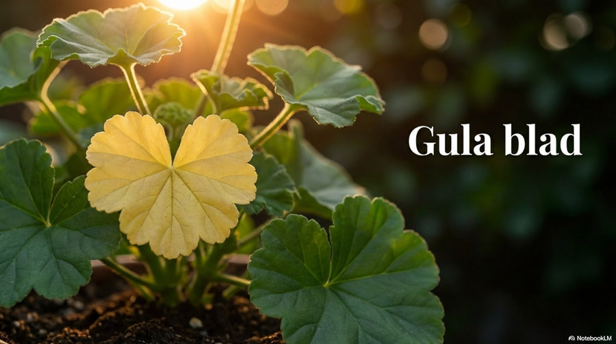 Ai bild som föreställer pelargon blad med kvävebrist eller övervattning